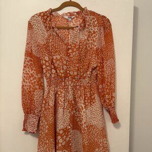 BB DAKOTA BY STEVE MADDEN Floral Long Sleeve Dress In Rust Size M